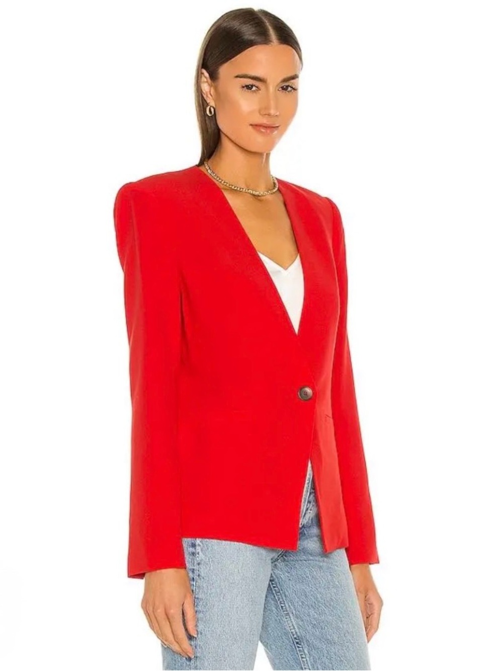 L'AGENCE Bold Red Single-Button Blazer